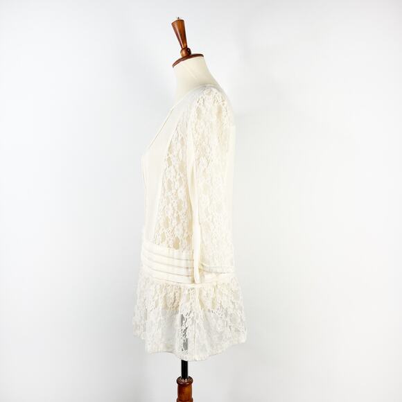 Vintage y2k white lace pleated drop waist top shirt blouse size small / medium - Picture 5 of 7